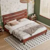 Solid Wood Bed Frame, 14 Inch Queen Size Japanese Bed Frame, Solid Wood Slats Support, No Box Spring Needed, Bed Frame 2