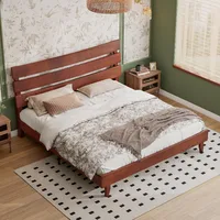 Solid Wood Bed Frame, 14 Inch Queen Size Japanese Bed Frame, Solid Wood Slats Support, No Box Spring Needed, Bed Frame 2
