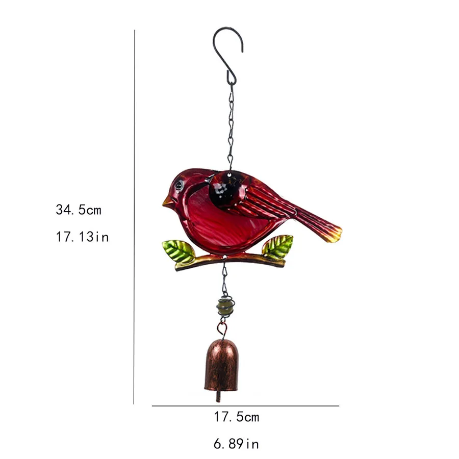 Creative Cute Bird Painted Bell Wind Chime Window Sill Garden Terrace Porch Decorative Pendant Housewarming Birthday Gift