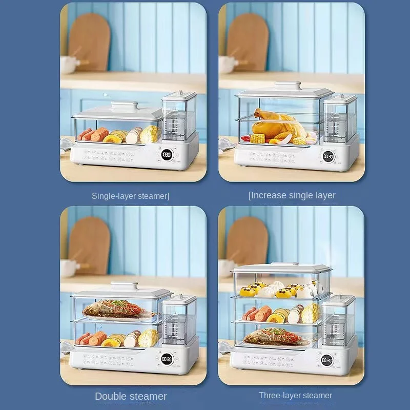 3 Layer 220V Electric Steamer Cooker with Independent Water Tank and 24L Large Capacity Breakfast Machine 5