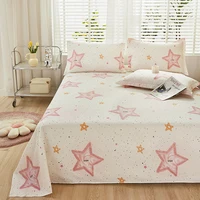 100% Cotton New Printed Cartoon Bed Sheet King Size Bed Cover Beautiful Cheap Three Piece Set Full Bed Sheet with  Pillowcases 2