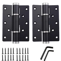 Soft Closing Hydraulic Door Hinges - Set of 2, 90° Positioning, 5 - Inch Adjustable Door Closer (Black)