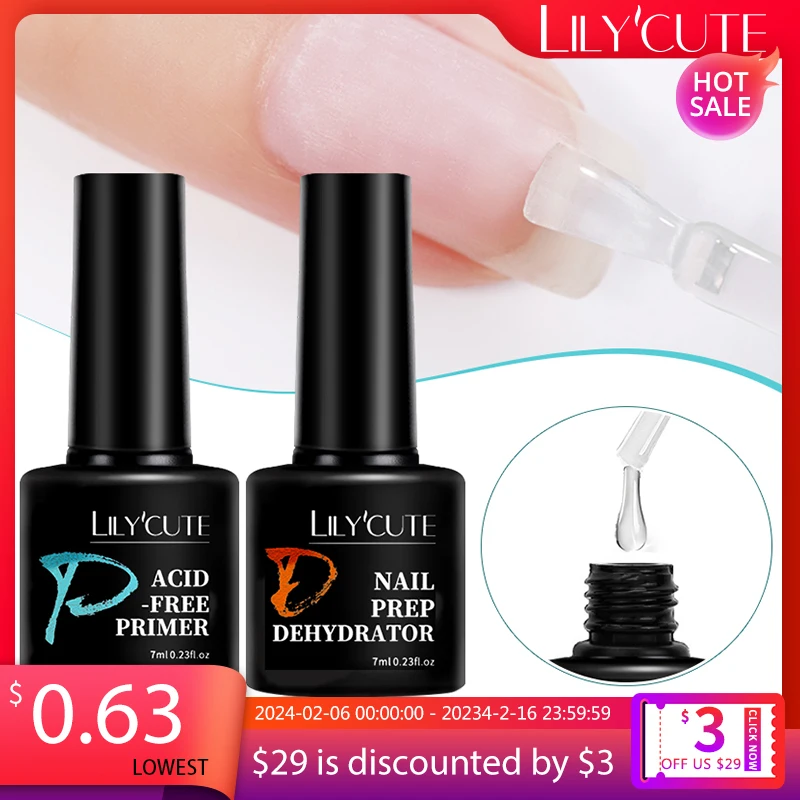 Lilycute 7Ml Nail Prep Disidratatore Natural Nail-Primer Gel Nail Polish Air Dry Soak Off Base Top Coat Nail Art Vernice Manicure