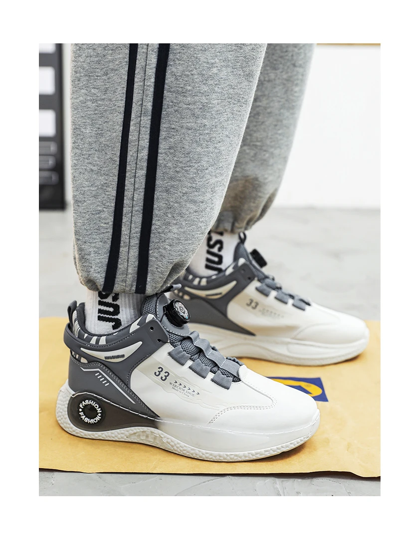 Herren-Sneaker mit drehbarer Schnalle, bequeme, rutschfeste, langlebige Schnürschuhe für Outdoor-Aktivitäten für Herren – Detail 5