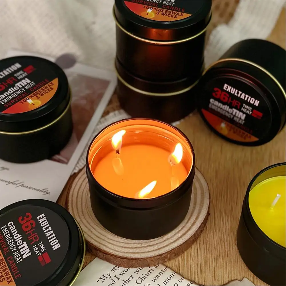 Smokeless Survival Candle with Lid for Outdoor Emergency