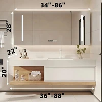 Bathroom Furniture Full Set Vanity With Sink Modern Bathroom Cabinet And LED Intelligent Defog Mirror Cabinet Set Large Storage 2