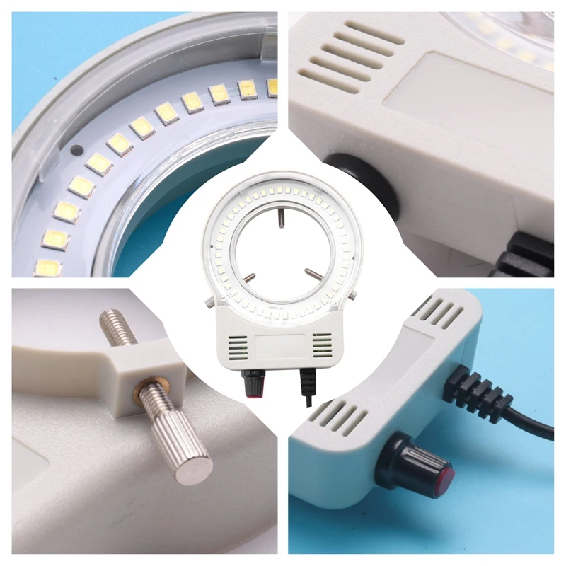 산업용 현미경 카메라 광원 링 램프, 조명 램프, 밝기 조절 가능, USB 인터페이스, 48 LED