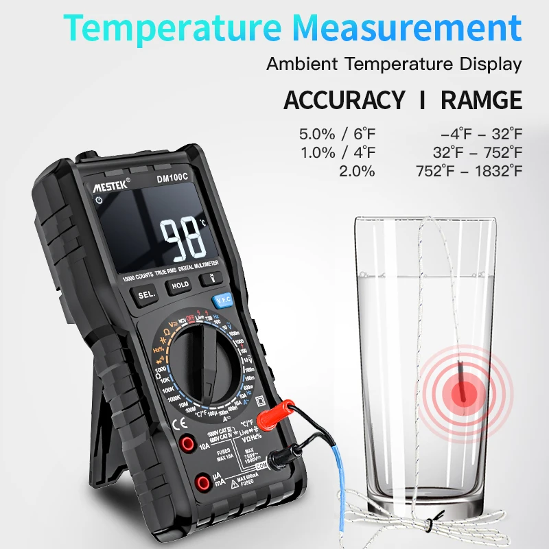 9999 Counts Digital Multimeter Temp Auto Range 1000V 10A Tester Meter Ohm Hz Capacitance REL True RMS AC DC DMM Multitester digital multimeter multimeter tester