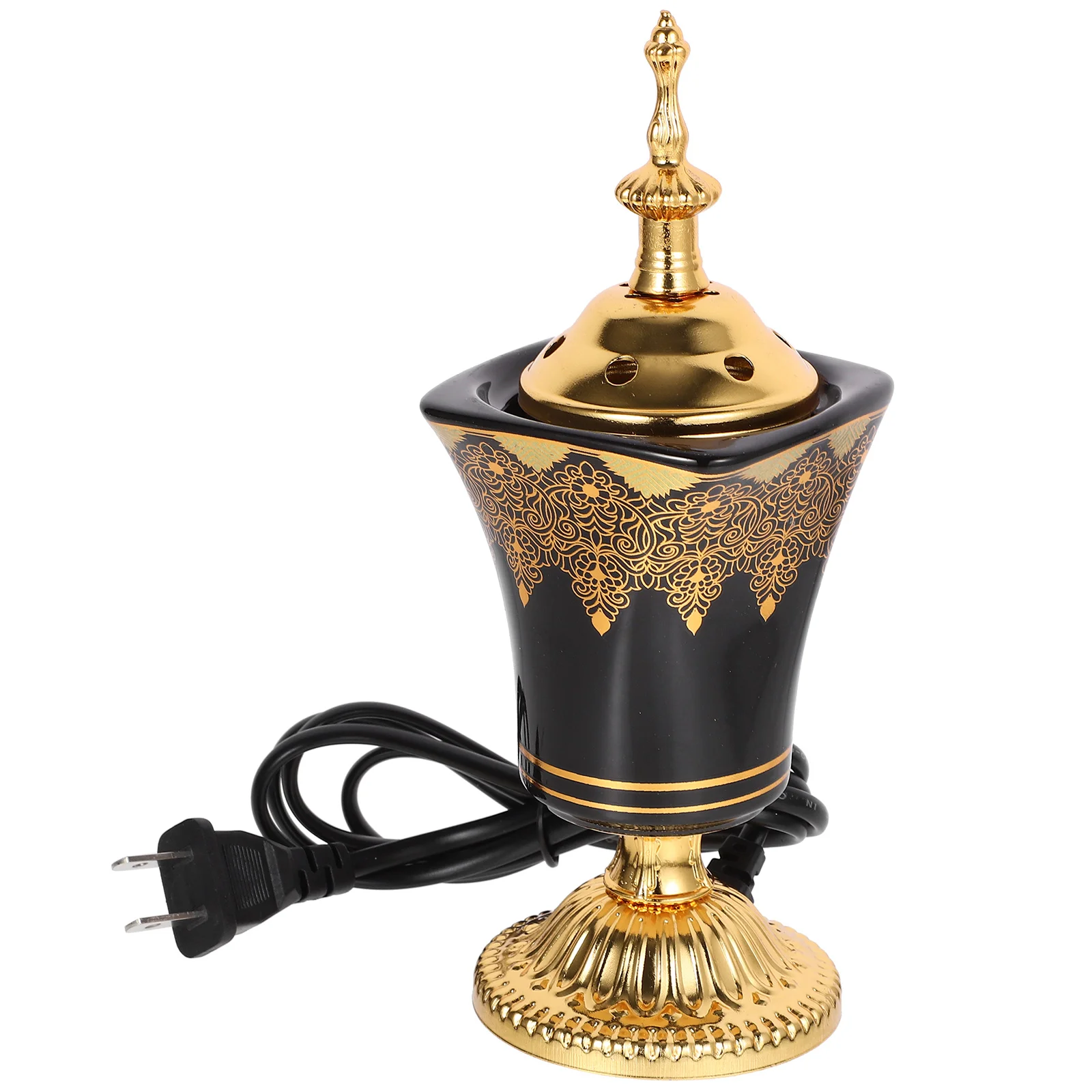 

Electric Incense Burner Oud Frankincense Incense Holder Vintage Arabic Censer Burner Home Office Yoga Spa Aroma Ornament Black