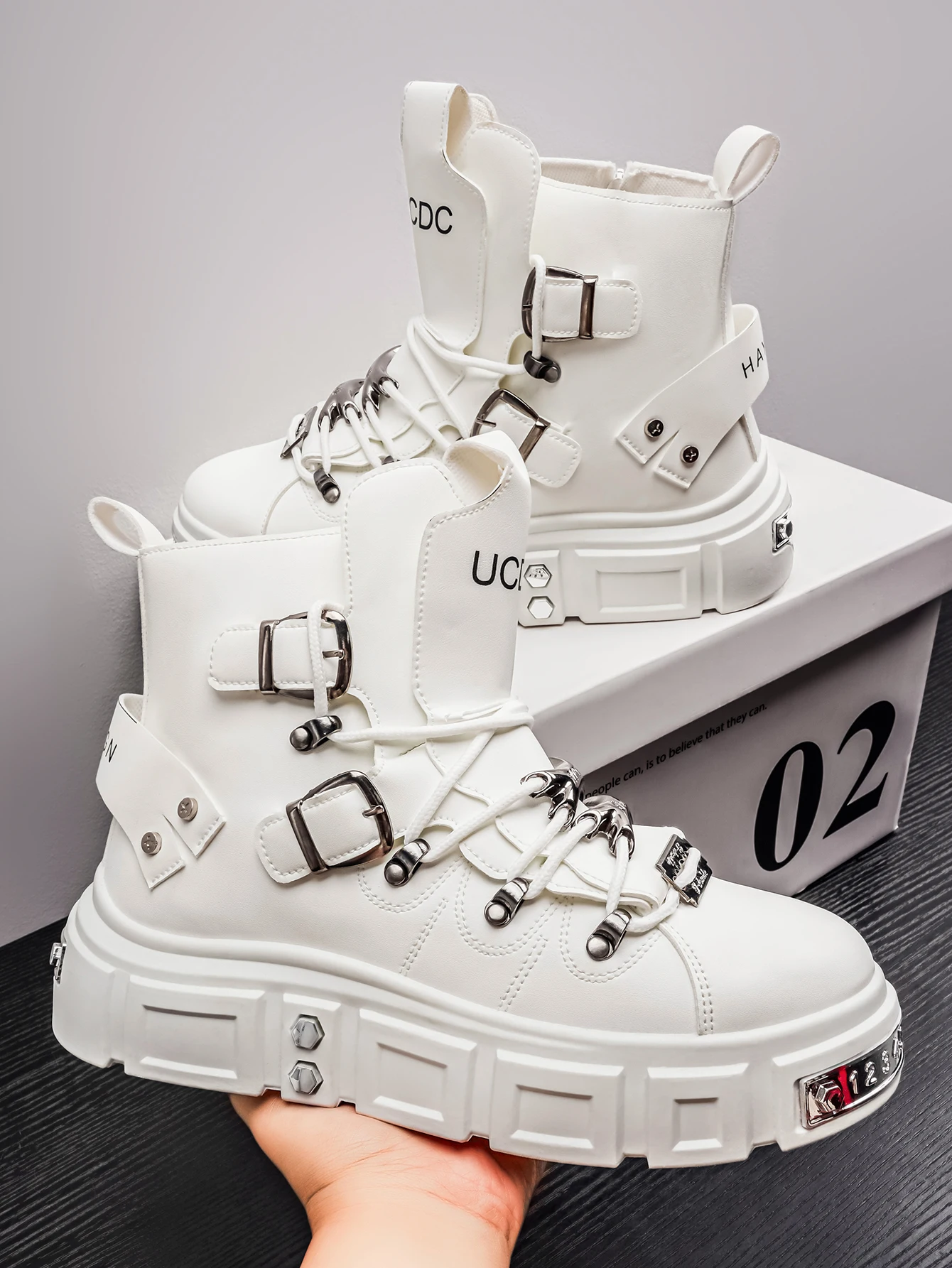 Men's Hip Hop Punk Rock Rivet Shoes Outdoor Motorcycle Gothic