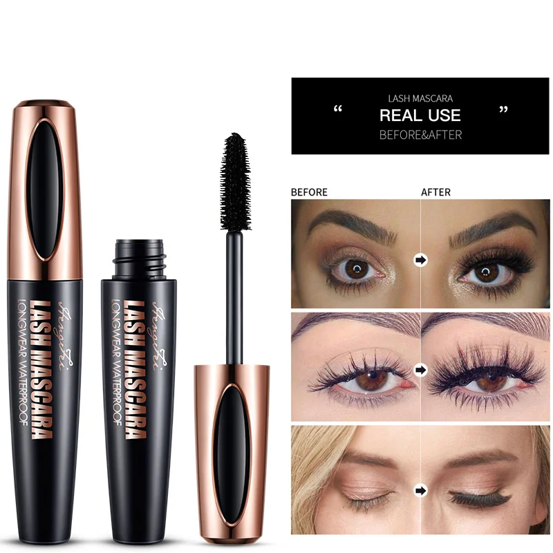 4D Silk Fiber Lash Curling Waterproof Thick Mascara for Eyelash Extension Black Thick Long Eye Lashes Mascara Makeup Cosmetics