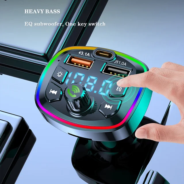 Car Bluetooth 5.0 FM Transmitter Wireless Adapter Mic Audio Receiver Auto MP3 Player 2.1A Dual USB Fast Charger Car Accessories 2