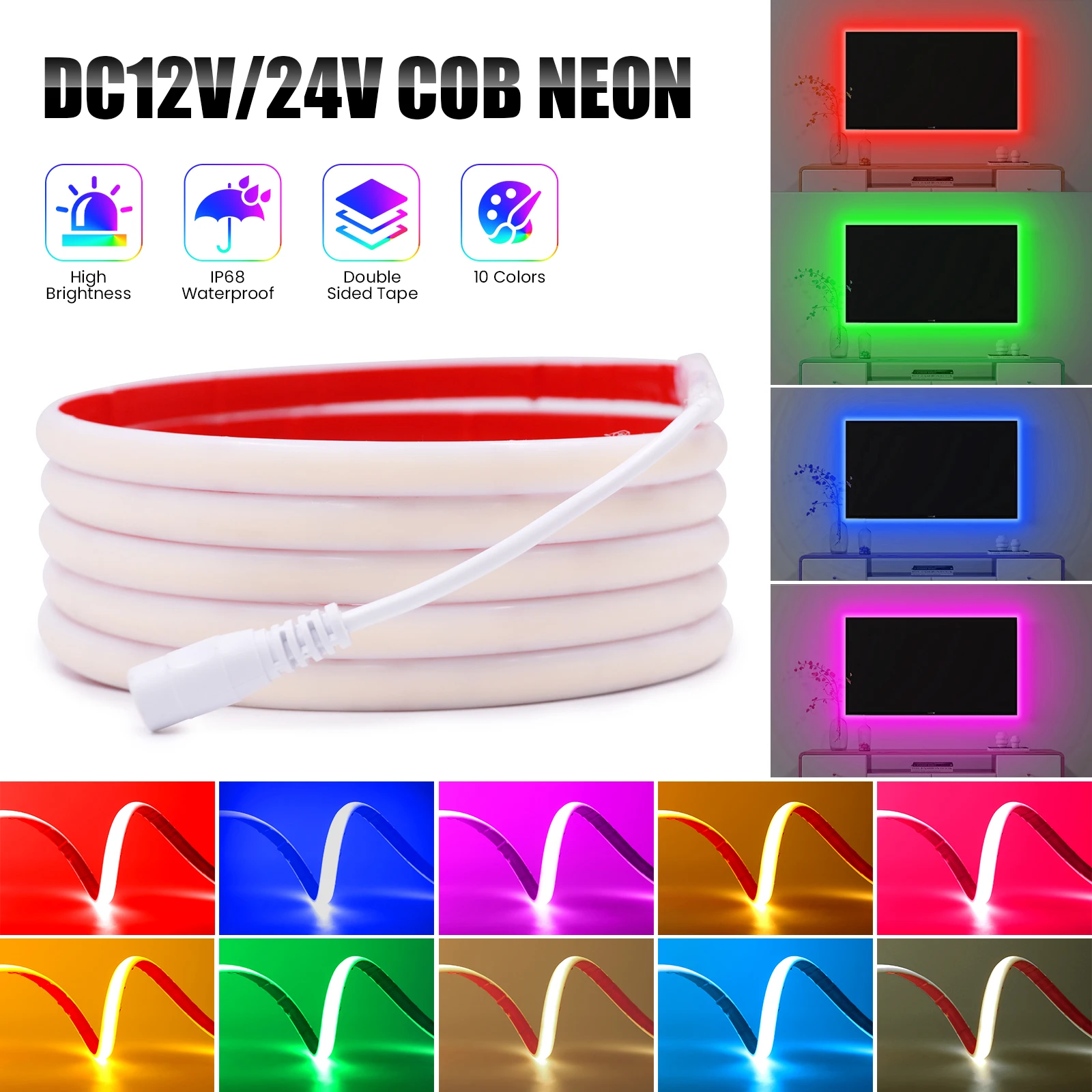 DC 12V COB LED Strip Neon Light IP68 Waterproof S58b9f9450a374115a43820a8be5f243e3