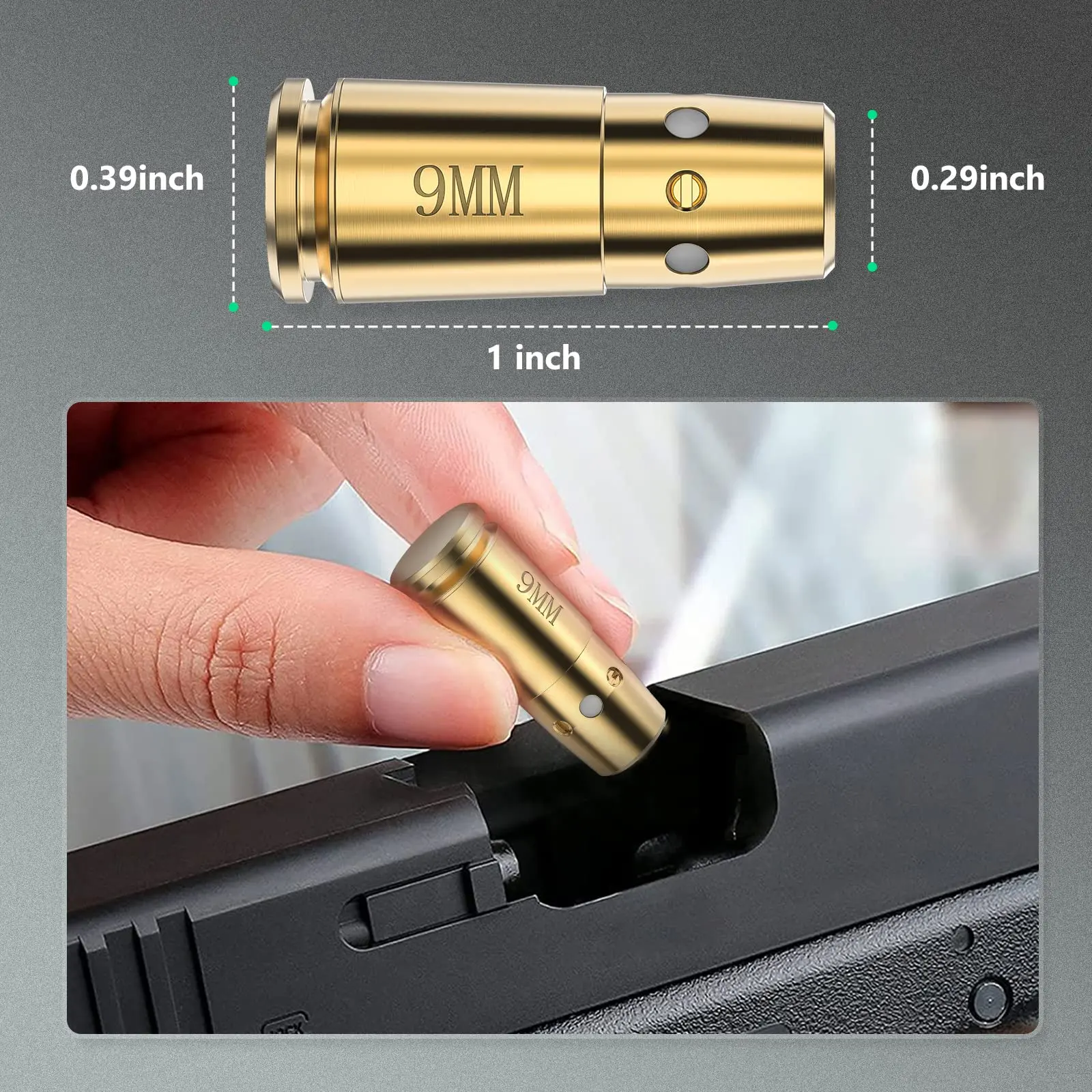 9mm Green Laser Boresighter Fit Handgun with 12 Batteries EZshoot High Accuracy Hunting Tactical