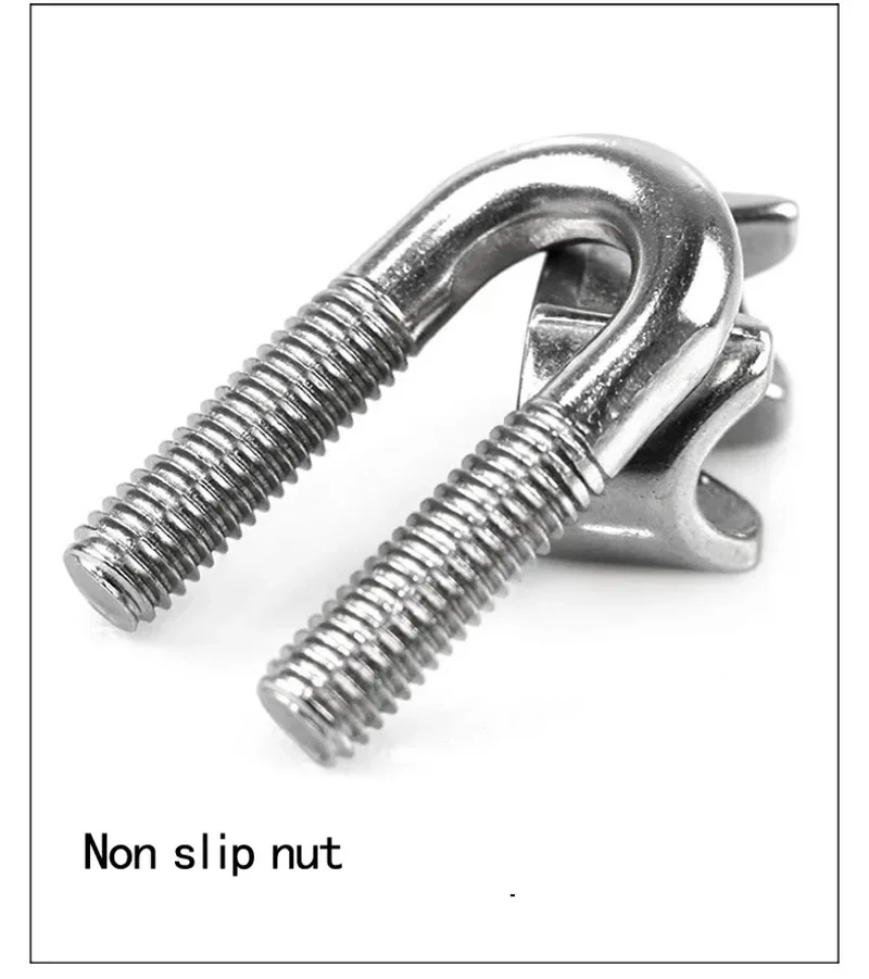 4pcs M2 To M8 Waterproof 304 Stainless Steel Wire Rope Clamp Nut & Bolt Sets U-Shaped Chuck Tie Buckle Clip Rustless