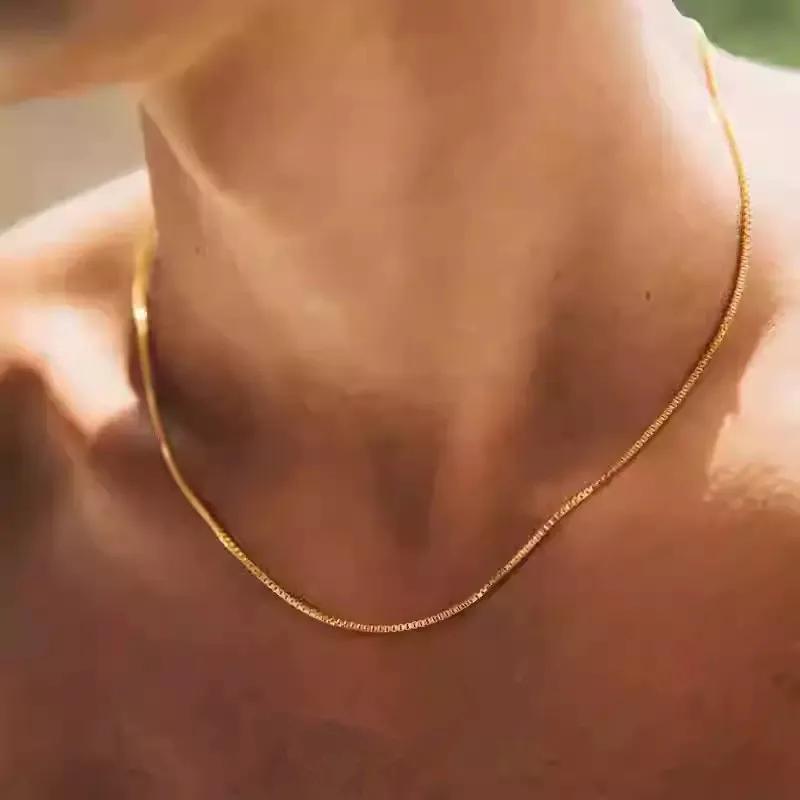 Gold-Plated Sterling Silver Necklace – Elegant 1mm Box Chain