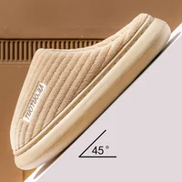 Couple Slippers Indoor Stripe Fluff Memory Foam Fluffy Eva Anti-skid Soft Heel Non Slip Plush Slippers Women's Winter Houseshoes - Image 6