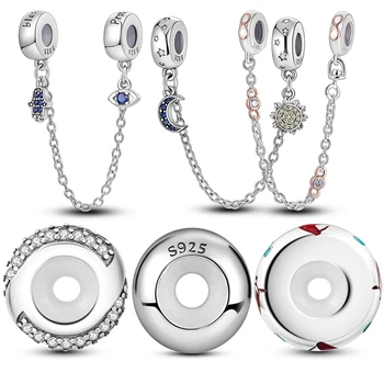 MULA Silicone Rubber Stoppers Bead 925 Sterling Silver Spacer Charms Beads Fit Original Pandora Bracelet Women Jewelry Making