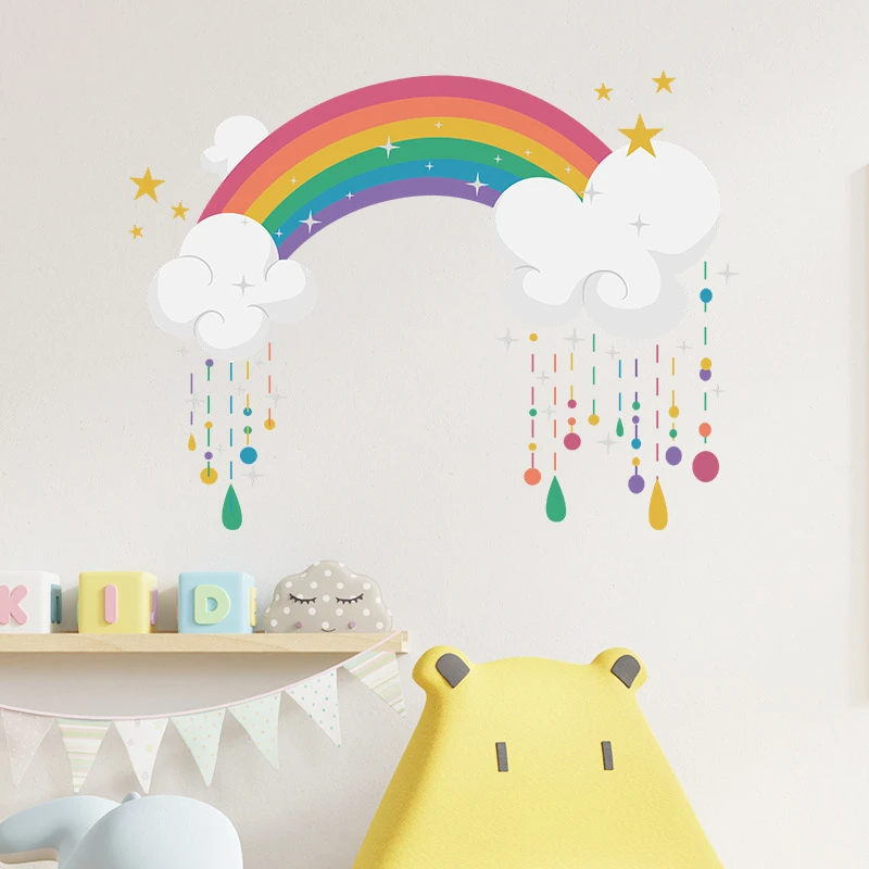 Rainbow Wall Stickers Children Kids Girls Room Home Decor Living Room Bedroom Nursery Decoration