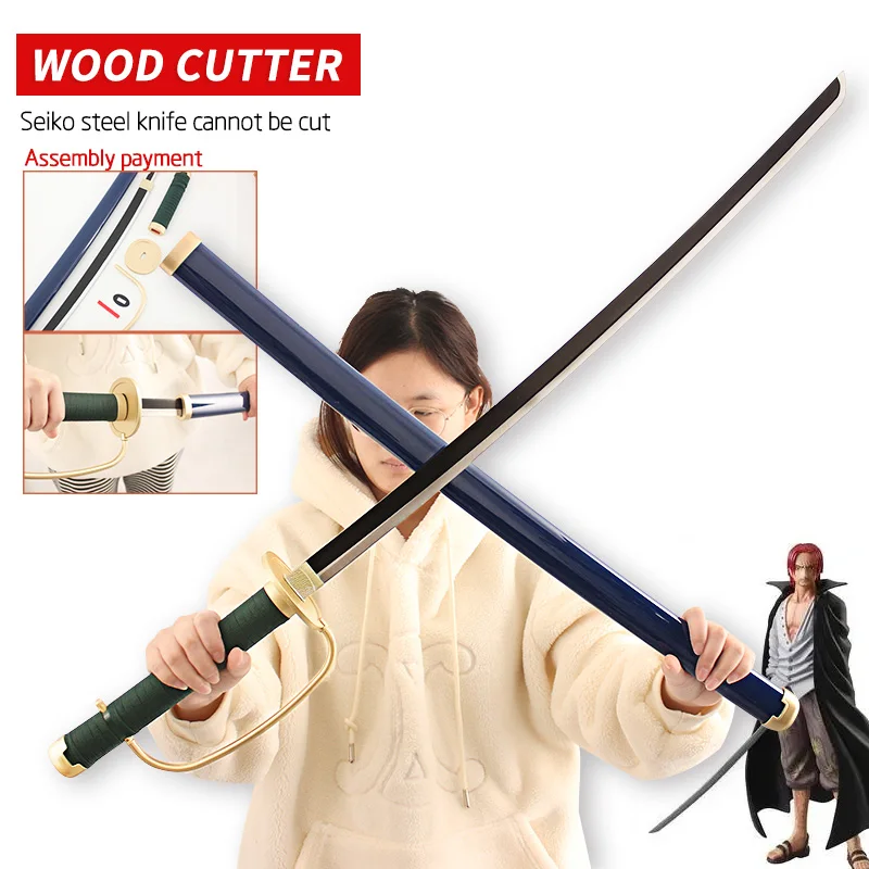 Katana Shanks Real Acero Anime Cosplay Toy, épée en bois, 104 cm, 75cm