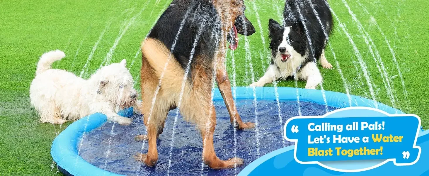 The dog splash pad can also be used as a splash pads for toddlers 1-3 or toddler outdoor toys 1-3.