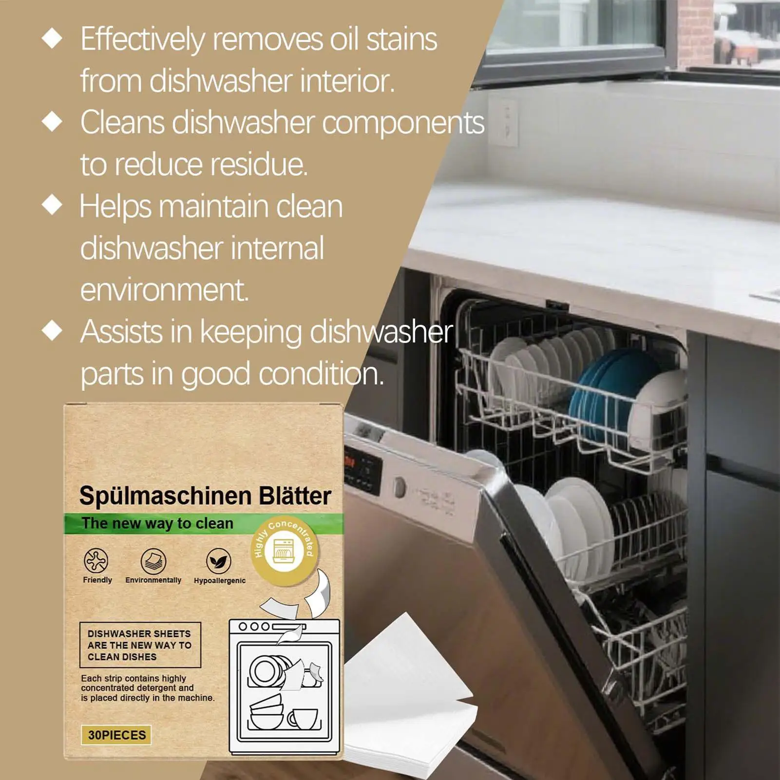 30pcs Dishwasher Cleaner Sheets Removes Odor Dishwasher Cleaner and Deodorizer for Kitchen Home Laundry Washing Machine 2