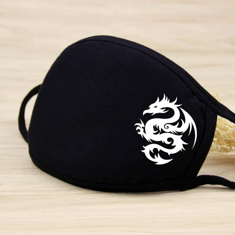 Fashion Face Mask Dragon Butterfly Scorpion deer Cartoon Anime Masks Half Face Mouth Muffle Dustproof Masks Anti-dust Black Mask face mask