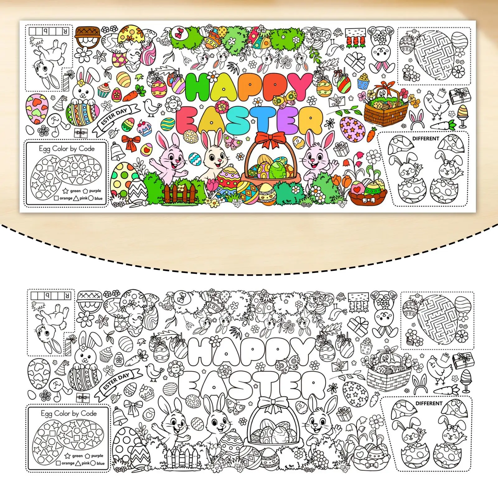 어린이를위한 부활절 색칠 포스터 DIY 그림 배너 테이블 커버 교실 워크샵 스..