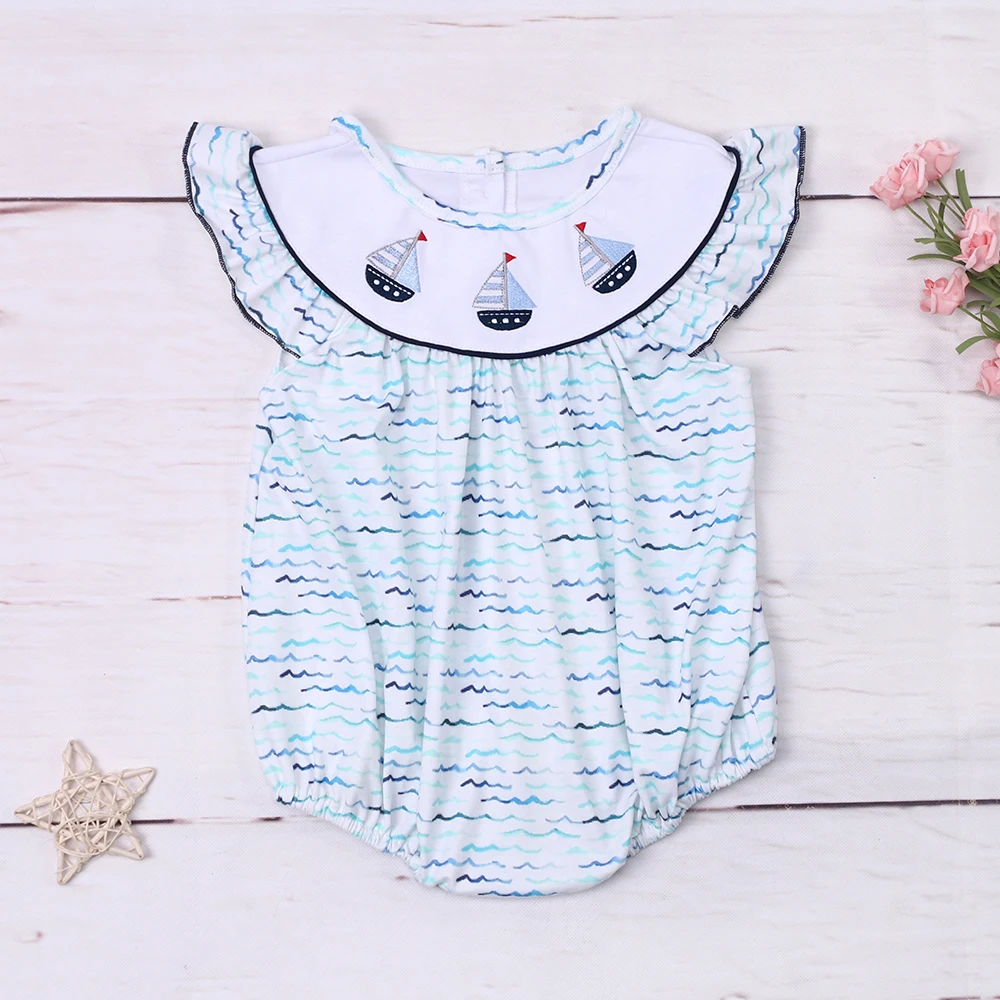 

New Born Bebe 0-3T Jumpsuit Baby Boy Clothes Ship Embroidery Bubble Infant Romper Sleeve Shorts Bodysuit Bluey Printing Outfit