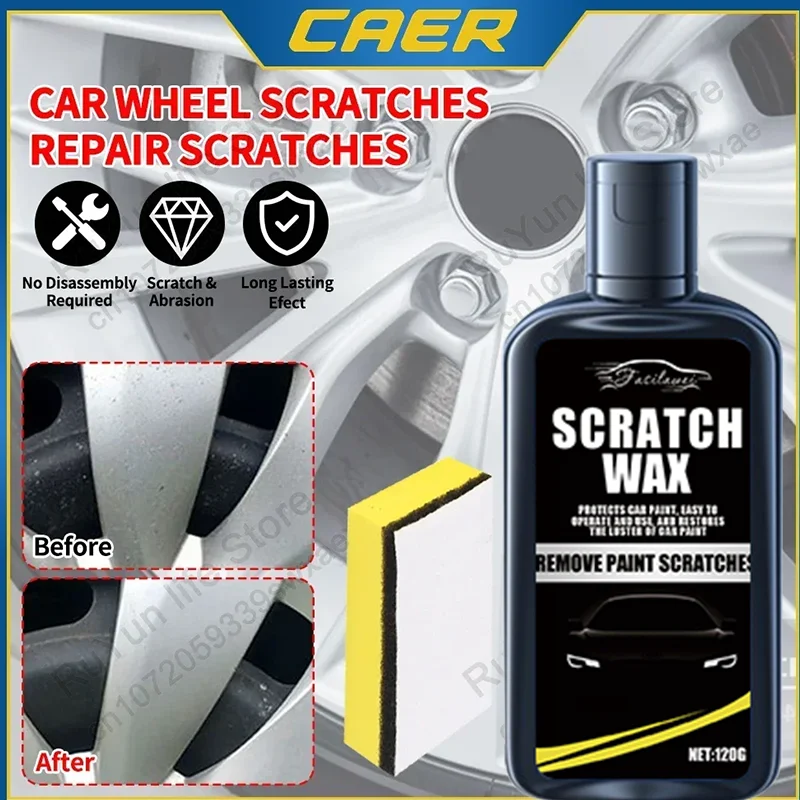 Scratch Repair Paste for Car Wheel Steel Alloy Hub Polisher with Sponge Metal Rim Swirl Restoration Swirl Auto for BNW 120g