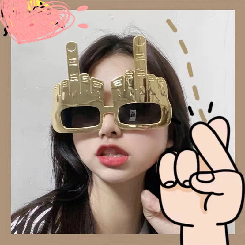 Creative Vertical Middle Finger Glasses Decorative Props Funny Sunglasses Dance Party Props Performances Selfies Glasses Party Photo Props