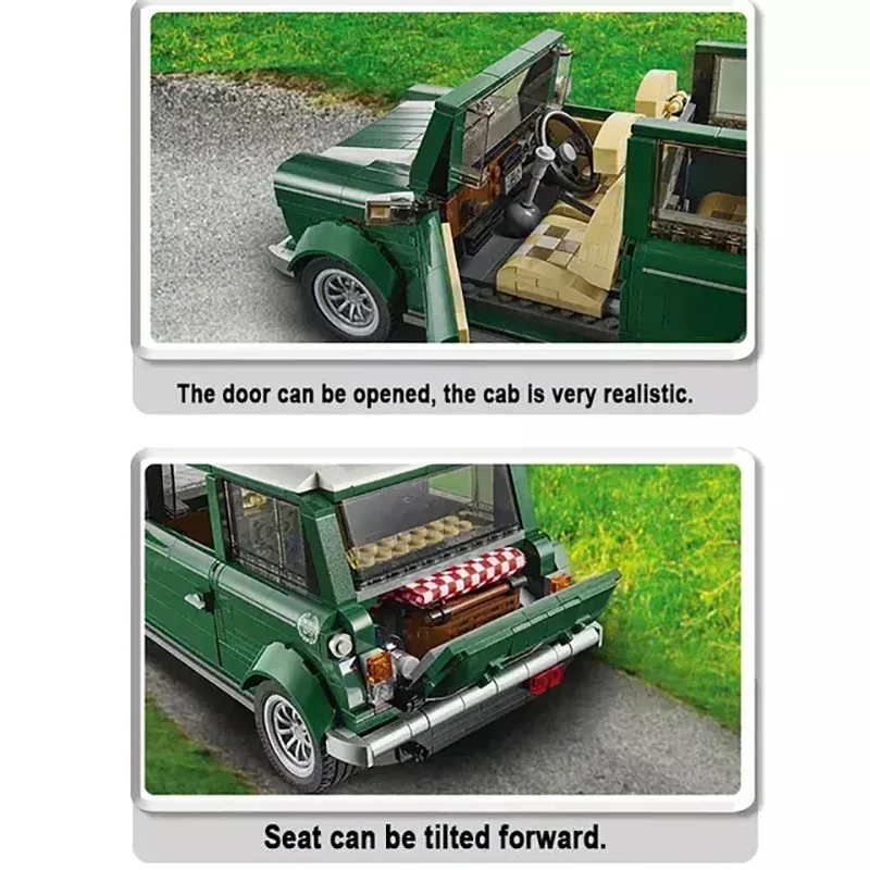 1267 Technical Mini Cooper Creator Expert Compatible 10242 DIY Building Blocks Bricks Classic Car Model Kids Gift Toys 5