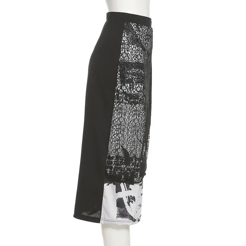 2024 Fashion Women's Gradient Blooming Ink-splashing Skirts Personalized Design Printing Stitching Skirts Women's Printed Skirts