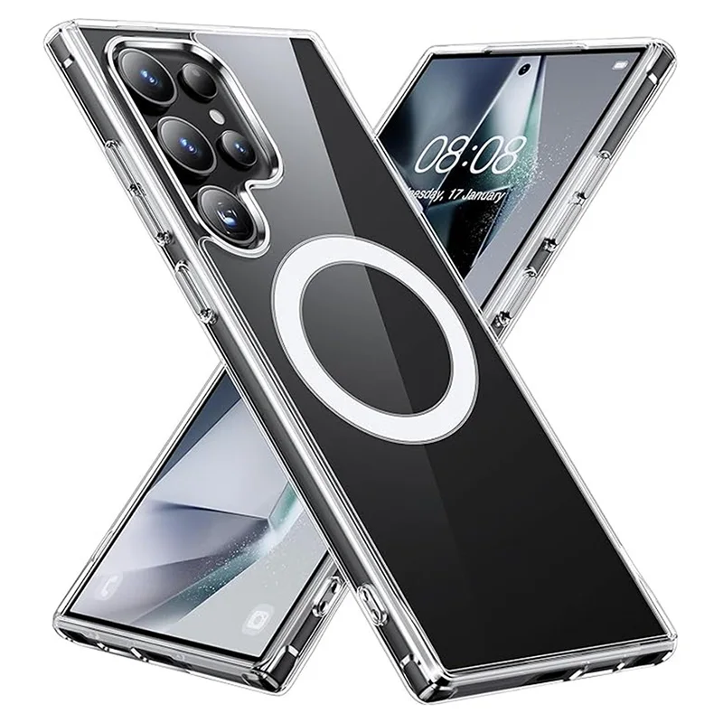 MagSafe-Compatible Shockproof Clear Phone Case with Wireless Charging Capability