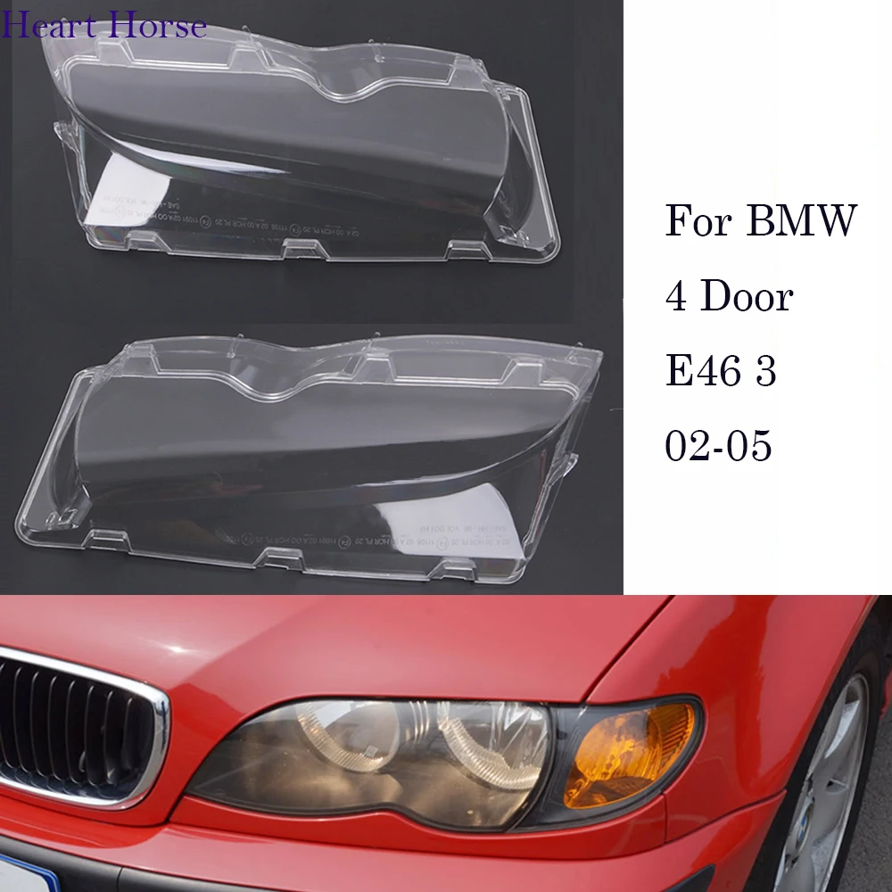 Car Headlight Light Lens Plastic Covers Set For Bmw 3 Series E46 318i