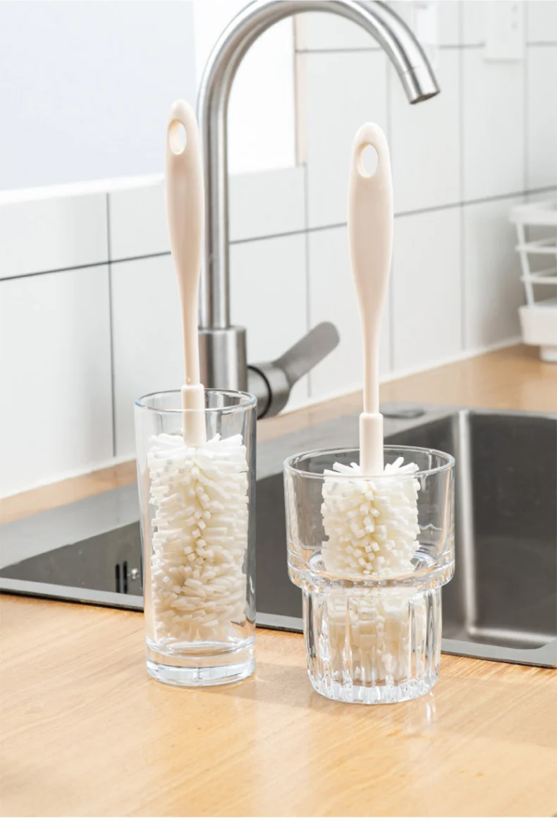 New Kitchen Wine Glass Cleaner Sponge Brush Cup Deep-Clean Reusable Long Handle Non-Scratch For Bottles Scouring Cleaner Tools_voghion.com
