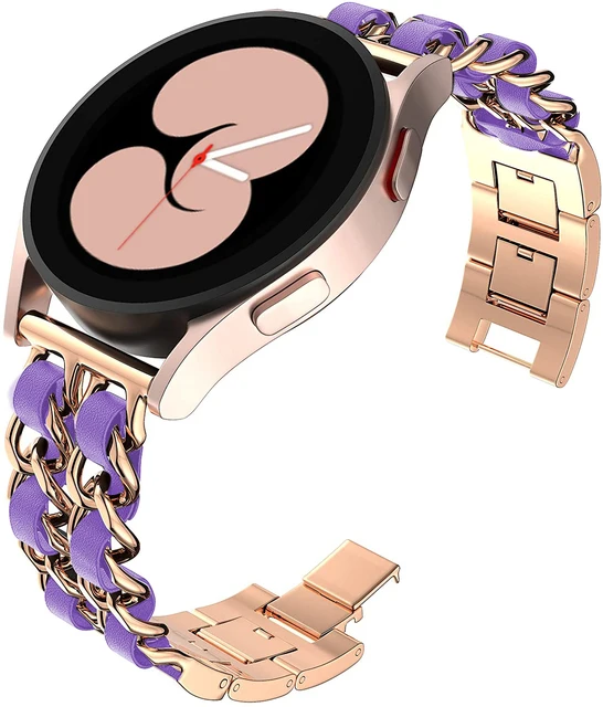Leather and Metal Link Bracelet Watch Strap, 20mm/22mm Band