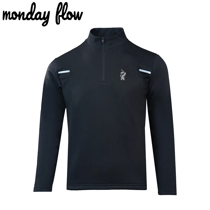 Monday Flow Golf Sportswear Men's Winter Keep Warm Coat Windbreaker Long Sleeve Golf Jacket Man Windproof Velvet Casual Coats