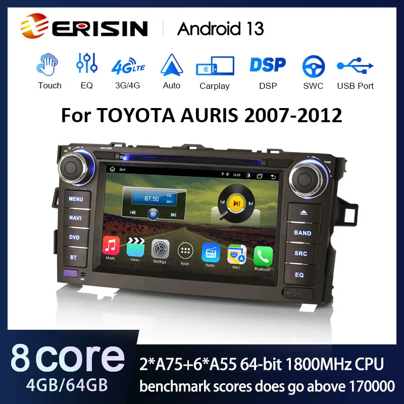 Erisin Ÿ AURIS 2007-2012  Ƽ̵ ÷̾,  ׷, GPS ׺̼, SWC RDS DSP, ȵ̵ ī÷, ES8817A