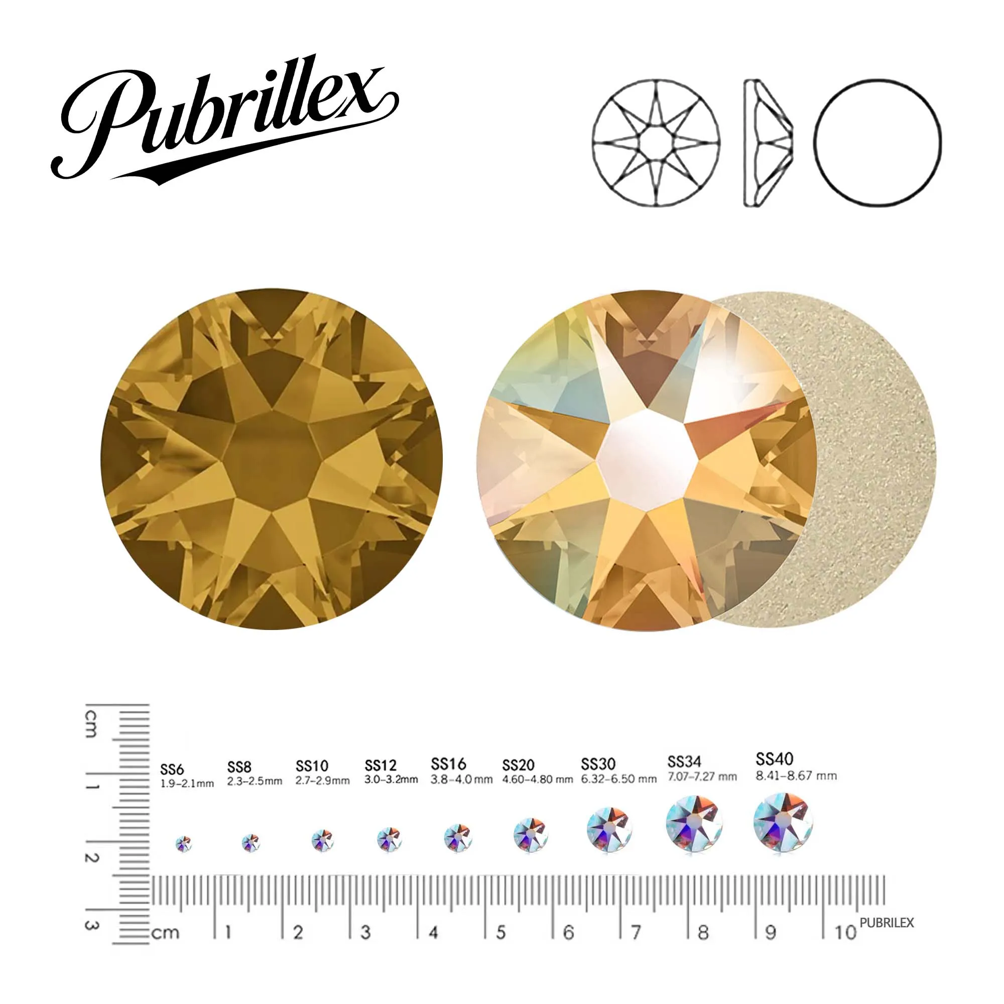 Topas und Topas AB Strass Kristall Gelb 3D Nagelkunst-Dekorationen Flache Strass-Steine Ohne Heißfixierung Klebstoff-Kristalle für Hochzeitskleider