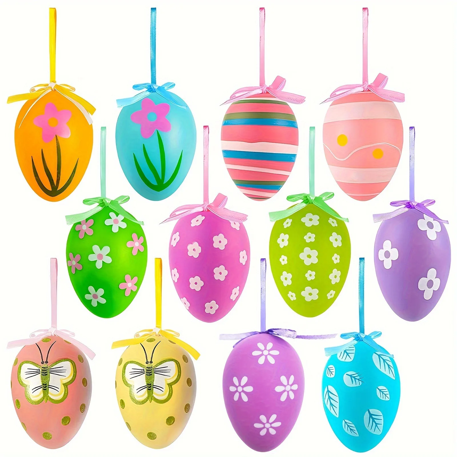

Easter Egg Pattern Egg Party Home Wedding Decoration Can Hang Colored Imitation Plastic Eggs Party Decoration