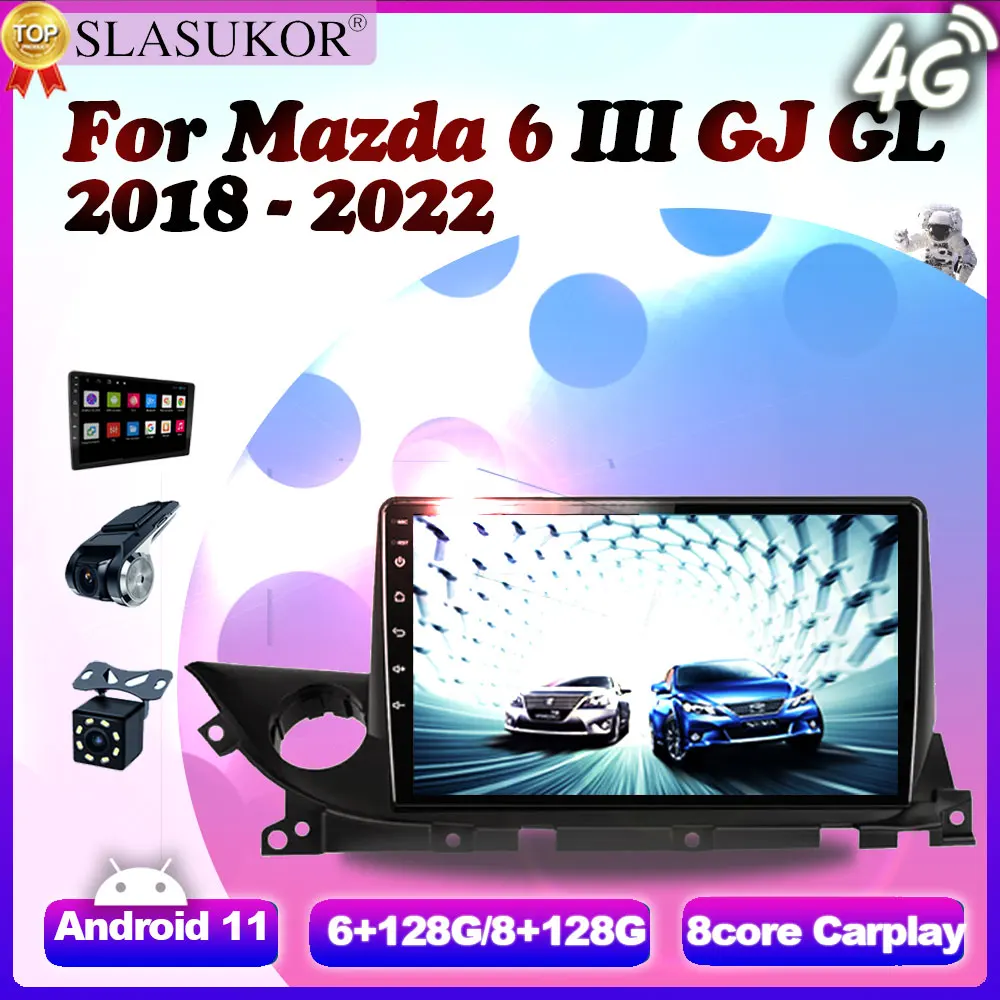 

9 Inch Android 11 Multimedia Player For Mazda 6 III GJ GL Atenza 2018- 2022 Fan Carplay Cable Radio GPS Keine Android auto WIFI