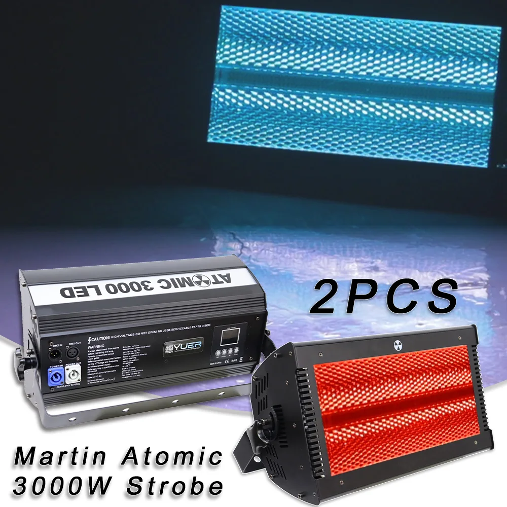

2PCS LED 3000w Martin Atomic 192x3w White Strobe + 64x0.6W RGB Backlight Display Party Decoration Dj Disco Flash Stage Light