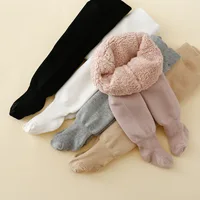 Leggings doublés de rayures Polar Smile pour bébé fille, collants chauds en coton épais, garde au chaud, enfants en bas âge, hiver 1