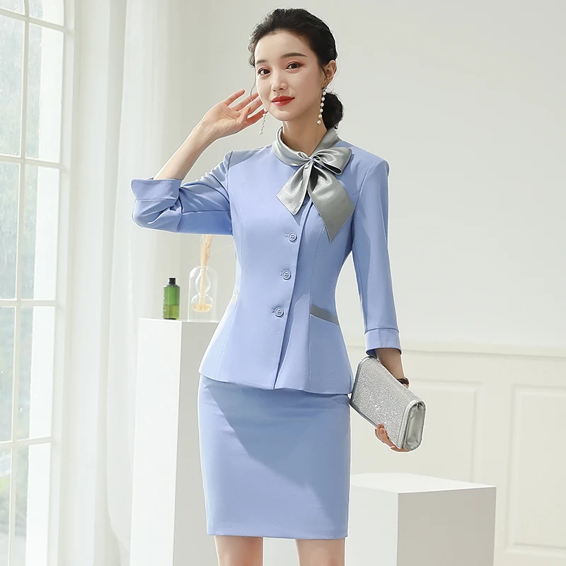 new-2022-fashion-pink-blazer-women-business-suits-skirt-and-jacket-sets-scarf-ladies-work-wear-office-uniform-styles