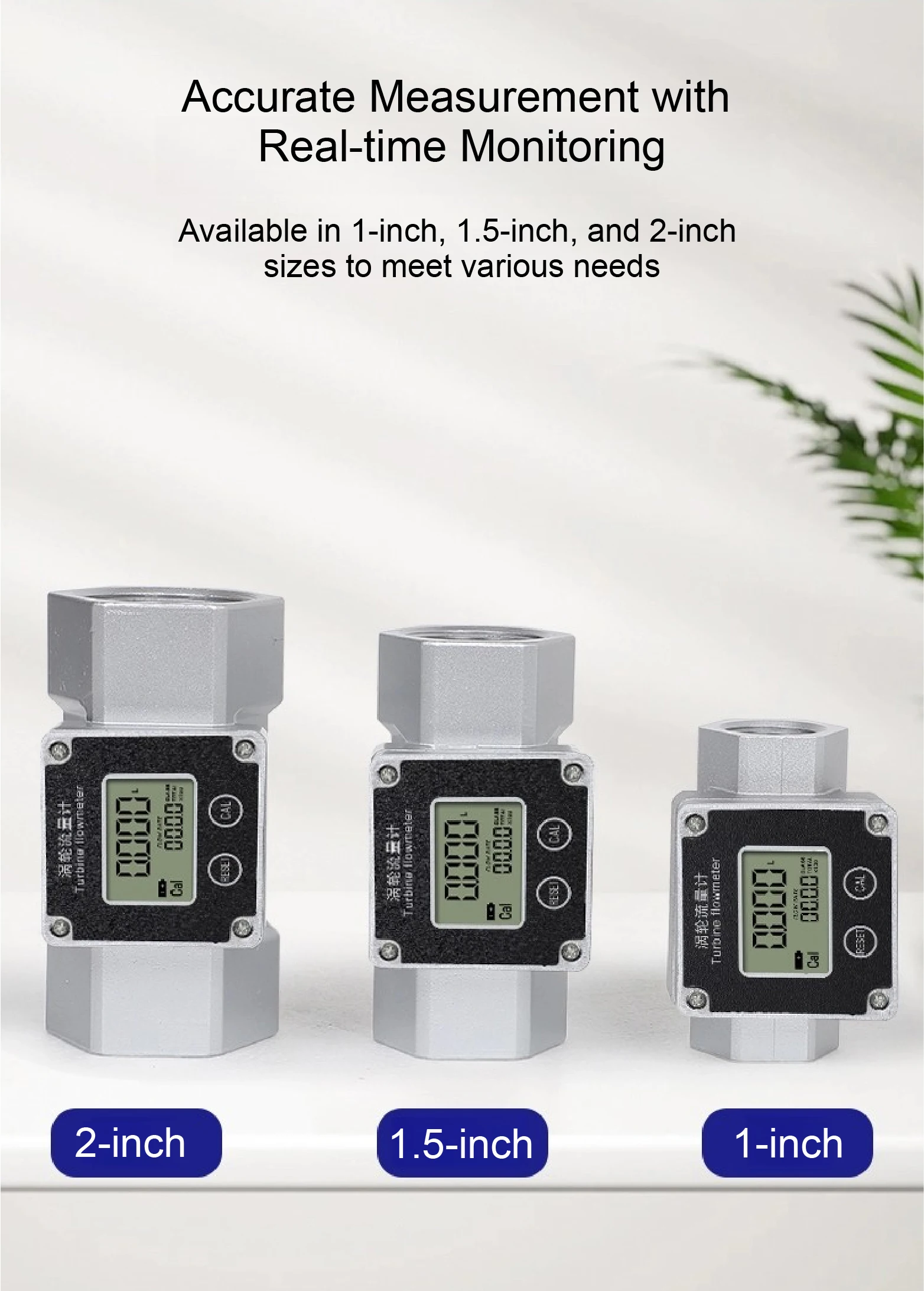 Digital Turbine Flow Meter Stainless Steel 1 1.5 2 Inch Electronic Water Urea Fl