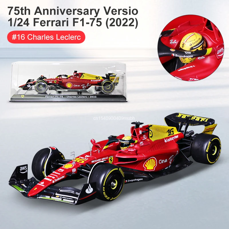 bburago-1-24-2022-ferrari-f1-75-16-charles-leclerc-75th-anniversary-rb18-1-verpunpen-miniature-f1-model-diecast-car-toys-gift