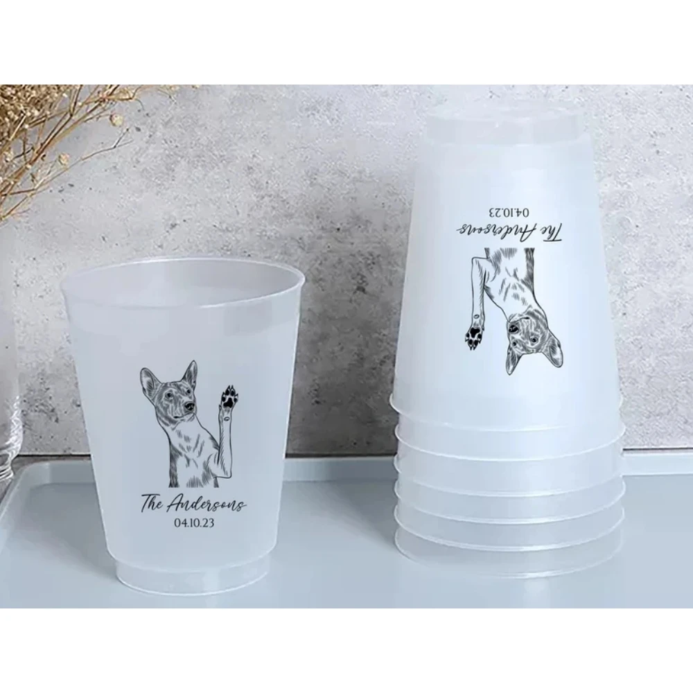 

Customized Pet Frosted Shatterproof Flex Cups, Personalized Animal Wedding Favor Cups, Pet Illustration Wedding Favors