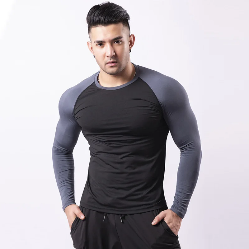 

Men's Fitness Suit Training Quick Drying and Sweating Basketball Running Long Sleeved Tight Sports Top for Men