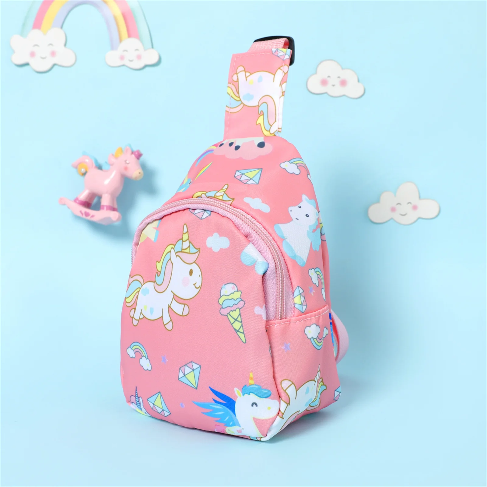Unicorn Dinosaur Pattern Chest Sling Bag